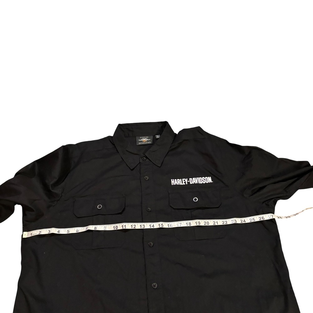 Harley-Davidson Mens 2XL Black Button Up Work Shirt Number 1 Graphic Long Sleeve - Picture 7 of 9